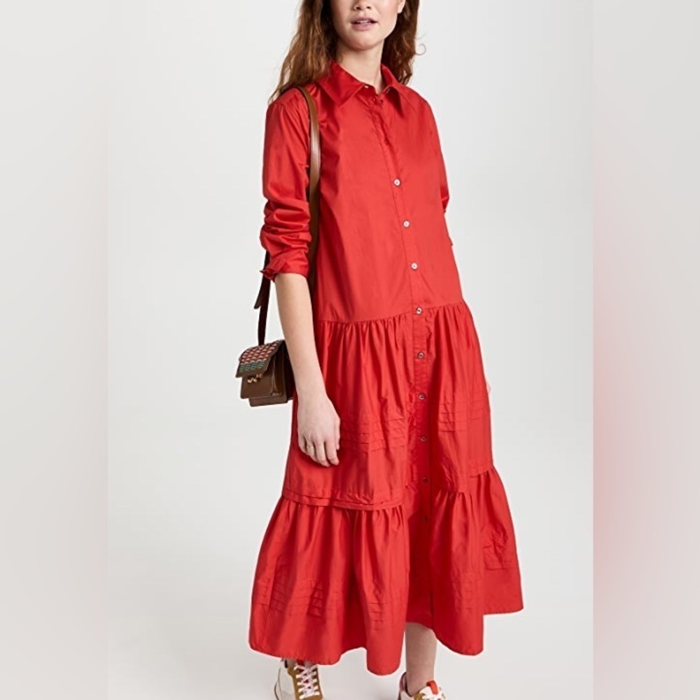 Sea New York Gaia Solid Cotton Midi Shirt Dress